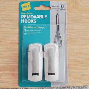SEAL-IT BRAND Premium Flip Open Wall Mount Hooks (2 in 1 pack) New